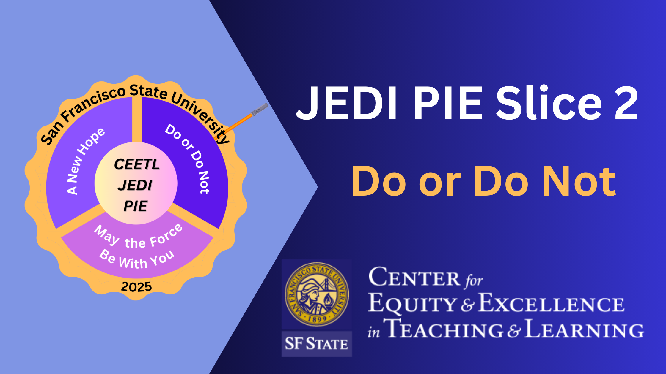 Banner showing Return of JEDI PIE badges and course title