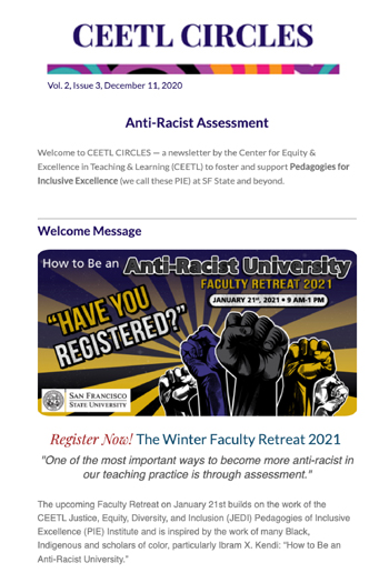 Newsletter screenshot of the December 11, 2020 issue