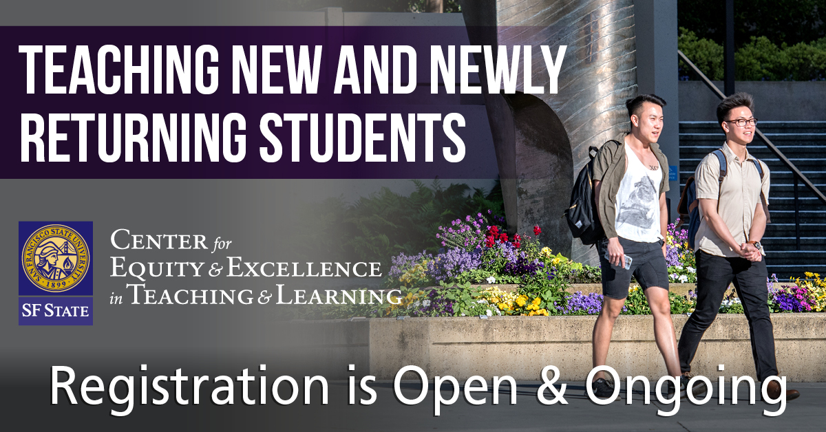 SF State students walking on campus pass administration building