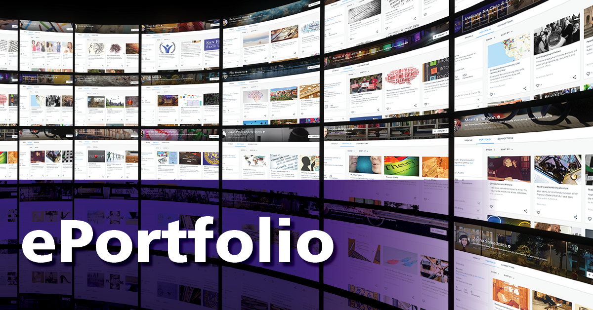 collage of Portfolium profiled showcasing ePortfolio new website