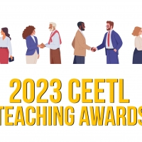 2023 CEETL Teaching Awards  with people shaking hands