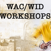 African American man writing with type writer watermark WAC/WID typed