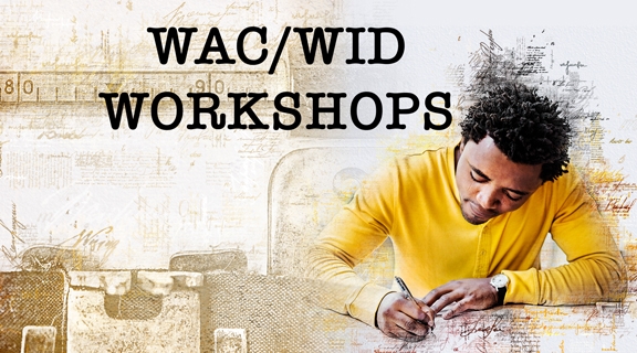 African American man writing with type writer watermark WAC/WID typed